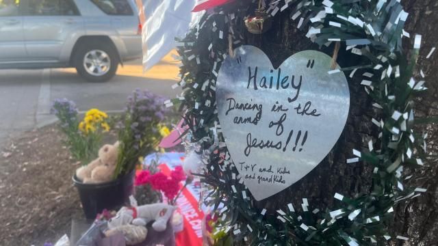 A memorial on Hillsborough Street near Boylan Avenue honored Hailey Brooks, the 11-year-old girl who died after getting hit by a truck at the Raleigh Christmas Parade.