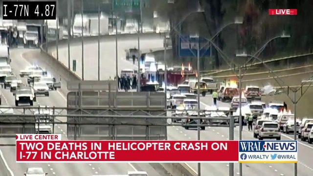 Two people dead after helicopter crash on I-77 in Charlotte