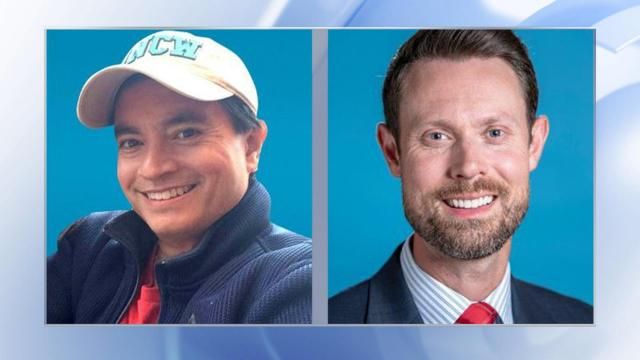 WBTV posted Tuesday afternoon that pilot Chip Tayag (left) and meteorologist Jason Myers (right) died in the crash along I-77 near Tyvola Road. Photos courtesy of WBTV.com.