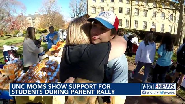 UNC moms show support for students during parent rally