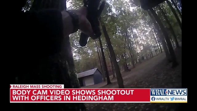 Body camera footage shows chaos surrounding shooting of Raleigh officer in mass shooting