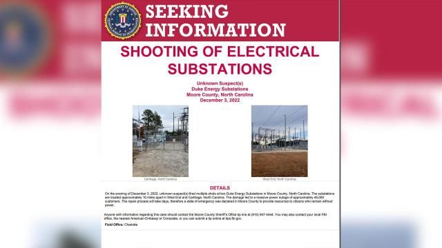 FBI seeks info about attack on Moore County power stations, days-long outage