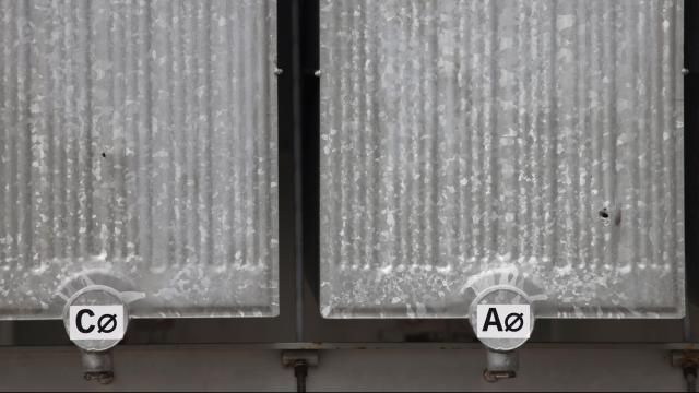 Bullet holes in a transformer's radiators at the Duke Energy electric substation in Carthage, North Carolina, on Sunday December 4, 2002. Picture by Jonathan Drake