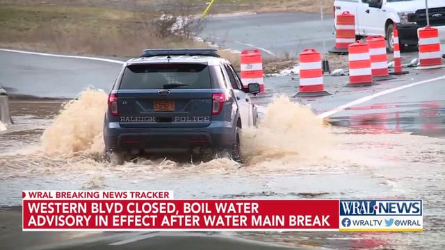 Flooding from water main break has closed Western Boulevard at I-440 in Raleigh