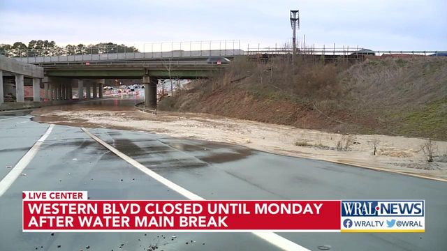 Western Blvd closed until Wednesday after water main break