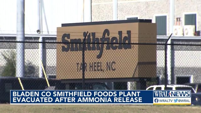 Bladen County Smithfield foods plant evacuated after ammonia release