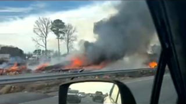 Viewer video: Crash, large fire shuts down traffic on I-95