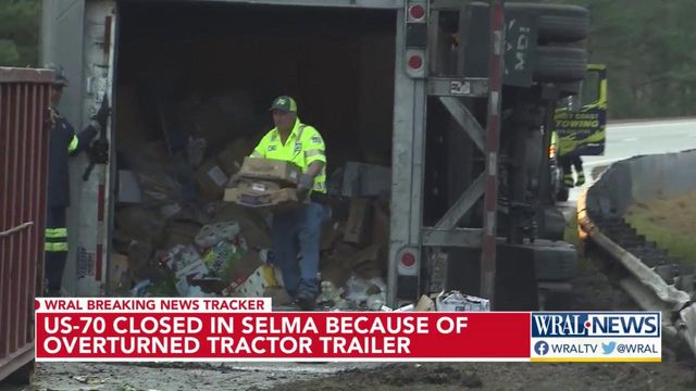 Truck overturns in Selma, spilling diesel fuel
