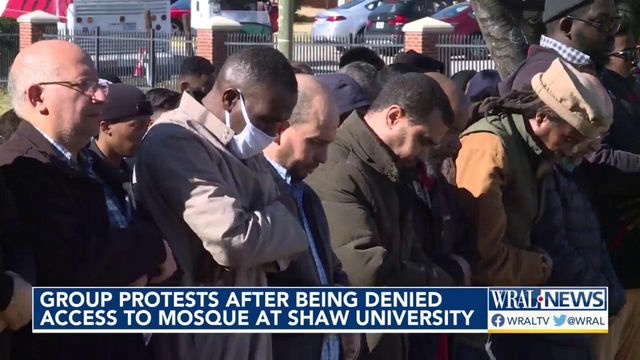 Group protests after being denied access to mosque at Shaw University