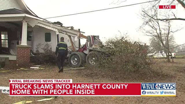 Tractor-trailer slams into Harnett County home