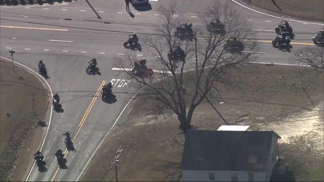 Sky 5 flies over motorcycle ride in Wake County