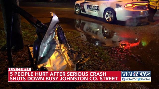 5 people hurt after serious crash shuts down busy Johnston County street