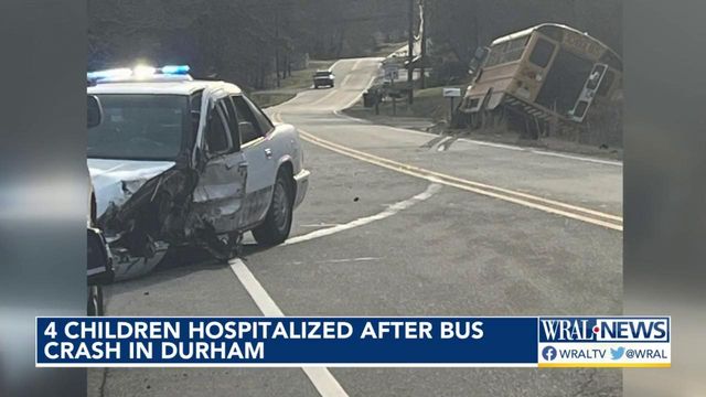 Four children hospitalized after bus crash in Durham