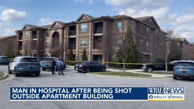 Man in hospital after getting shot outside Raleigh apartment building