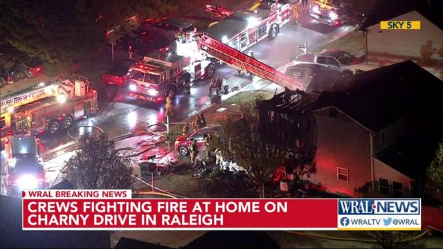 Crews fighting fire at home on Charny Drive in Raleigh