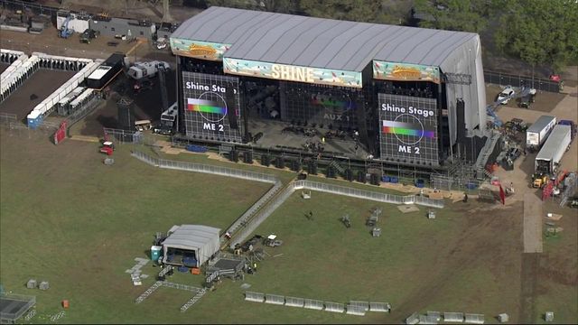 Is it ready yet? Sky 5 flies over Dreamville stages and setup ahead of kickoff