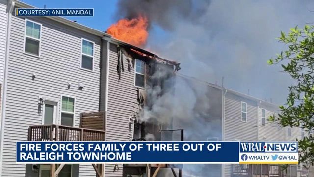 Fire forces family of three out of Raleigh townhome