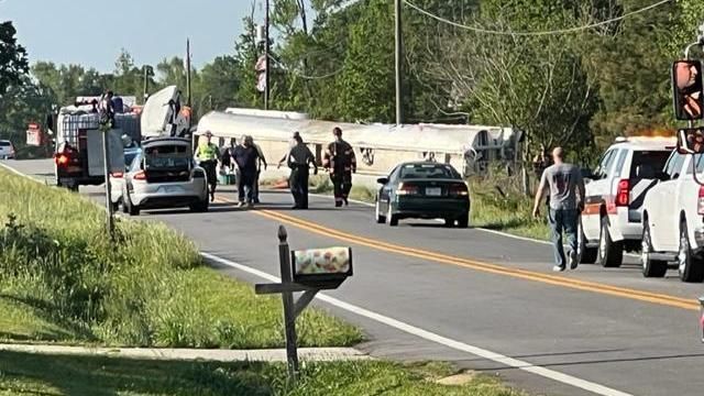 Overturned fuel tanker causes road closure in Johnston County :: WRAL.com