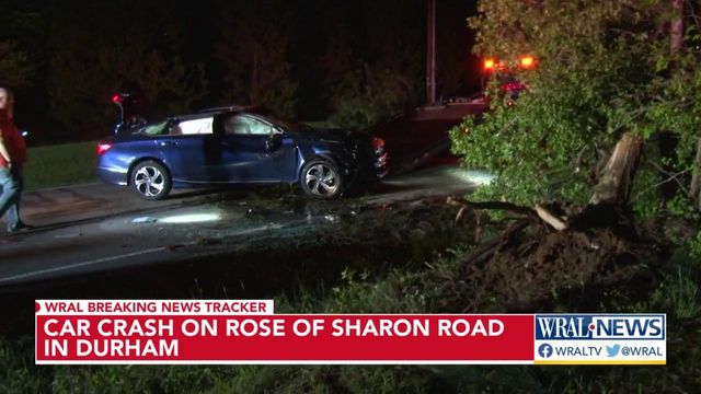 A crash left a car flipped over on Rose of Sharon Road in Durham 