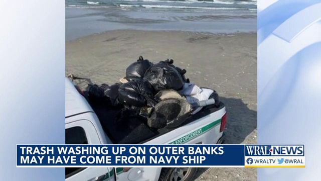 Trash with Navy markings washes ashore at Outer Banks
