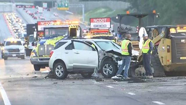 Crash near work zone in Garner