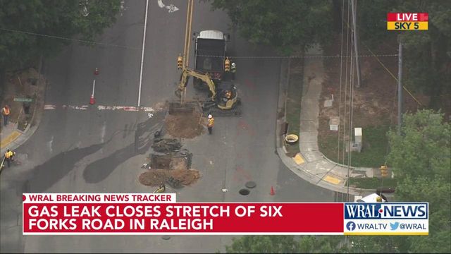 Gas leak shuts down part of Six Forks Road in Raleigh