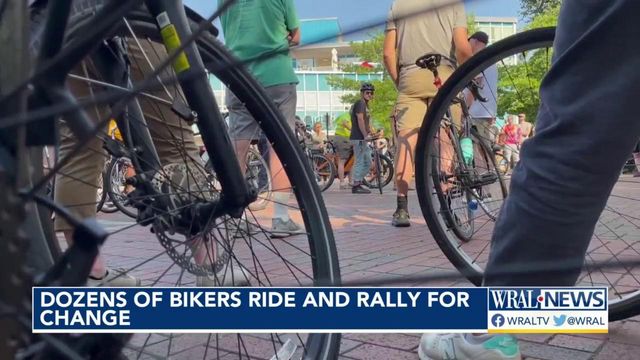 Dozens of bikers filled the city streets of Durham for a quiet ride 