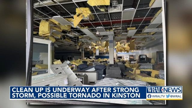 Tornado tears through furniture store in Kinston 