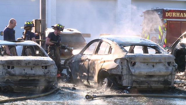 Several cars found on fire at dealership in Durham