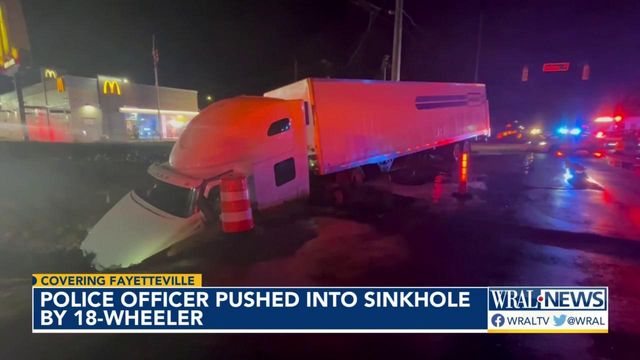 Police officer injured after falling into sinkhole in Fayetteville