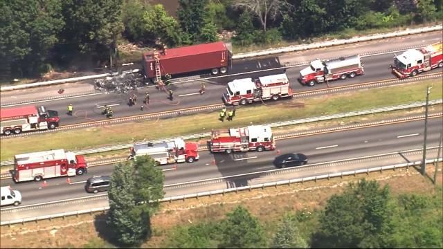 Tractor trailer fire on I-85