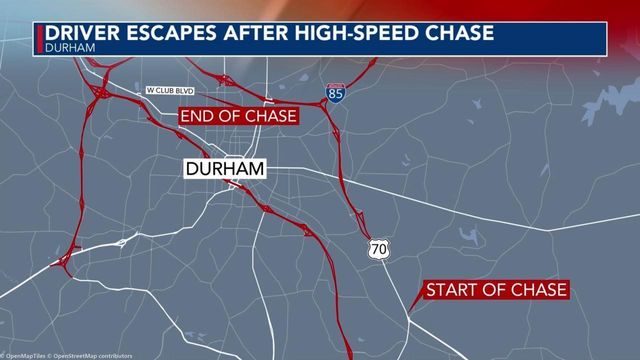 Driver escapes after high-speed chase in Durham