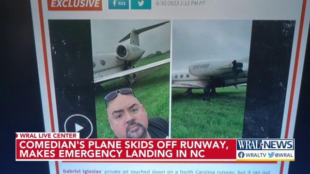 Comedian Gabriel Iglesias' plane skids off NC runway