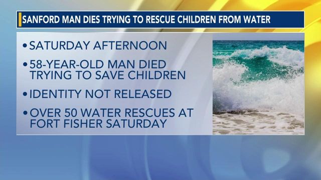 Sanford man dies trying to save 7 children from drowning at Fort Fisher
