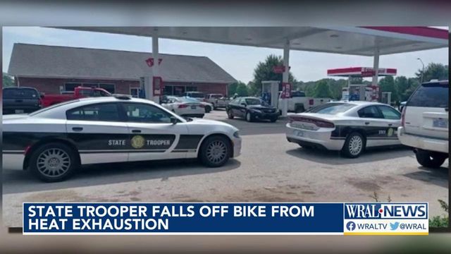 State trooper falls off bike from heat exhaustion