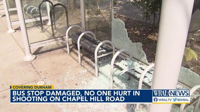 Bus stop damaged, no one hurt in shooting on Chapel Hill road