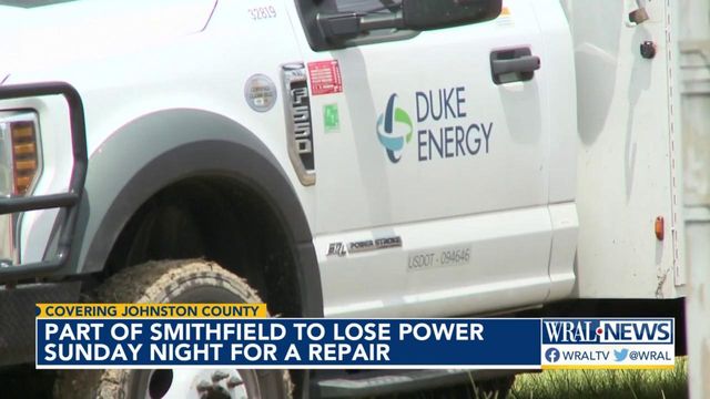 Part of Smithfield to lose power overnight Sunday