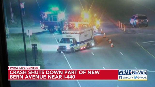 Crash shuts down part of New Bern Avenue near I-440