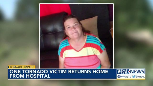 NC tornado victim returns home from hospital