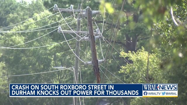 No power for hundreds in Durham after car crashes into utility pole  