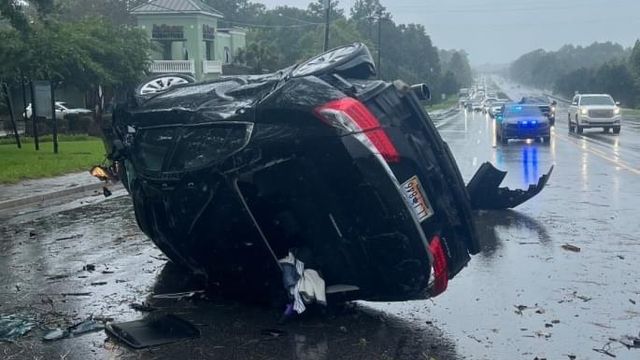 Pregnant South Carolina woman survives car flip during Tropical Storm 