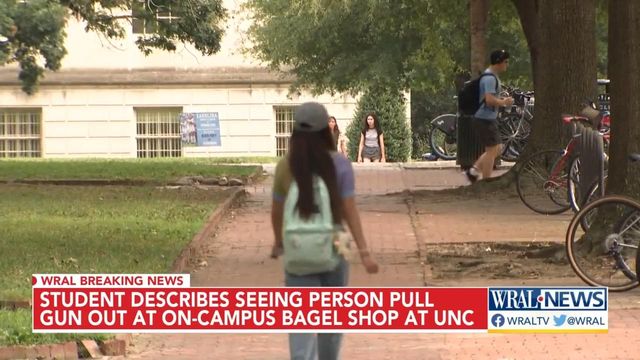 Student describes seeing person pull gun out at on-campus bagel shop at UNC 