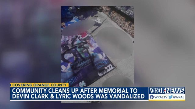 Community cleans up after memorial to Devin Clark and Lyric Woods was vandalized 
