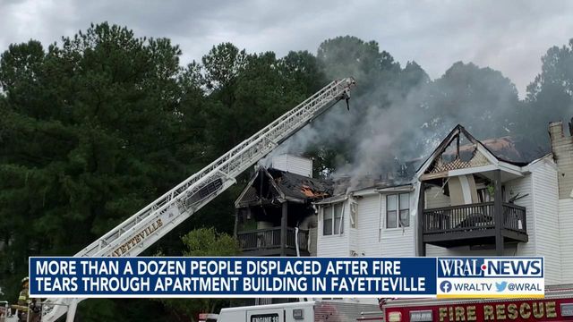 More than a dozen people displaced after fire tears through apartment building in Fayetteville