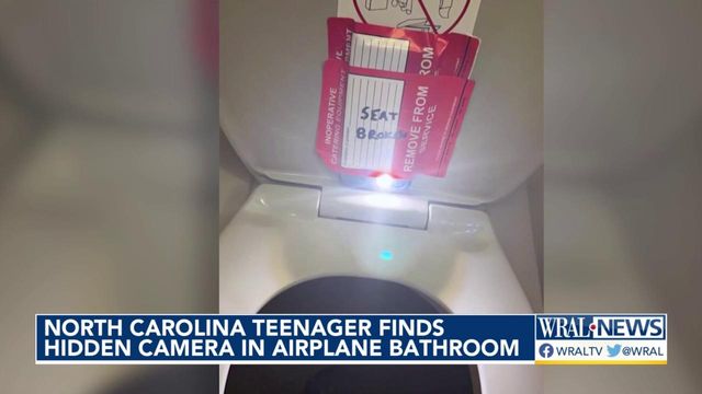 North Carolina teen finds hidden camera in airplane bathroom