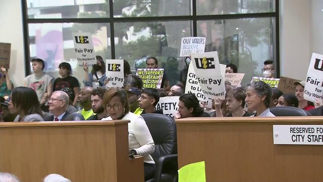 City workers protest for higher wages during Durham City Council meeting