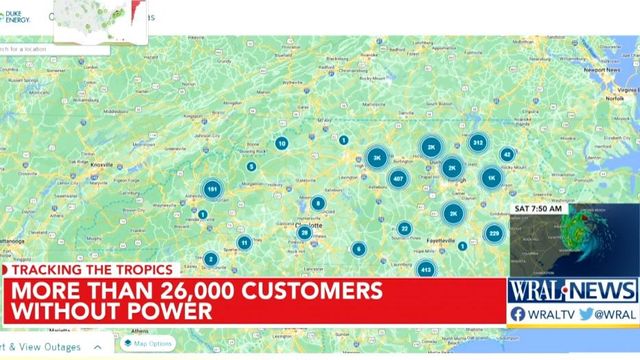 More than 26,000 customers without power in central & eastern NC
