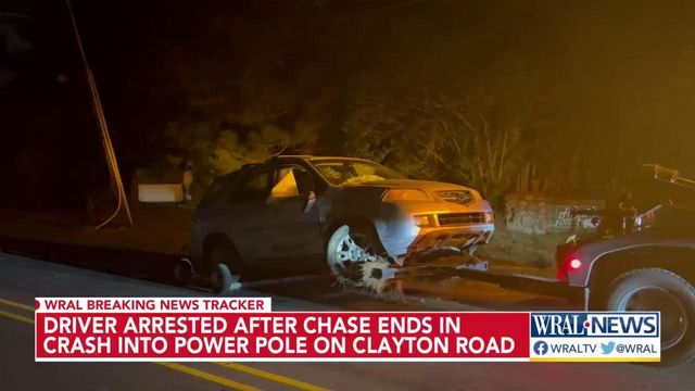 Driver arrested after chase ends in crash into power pole on Clayton Road