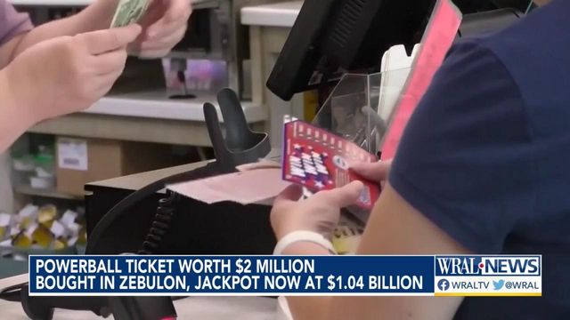 Powerball ticket worth $2 million bought in Zebulon, jackpot now at $1.04 billion