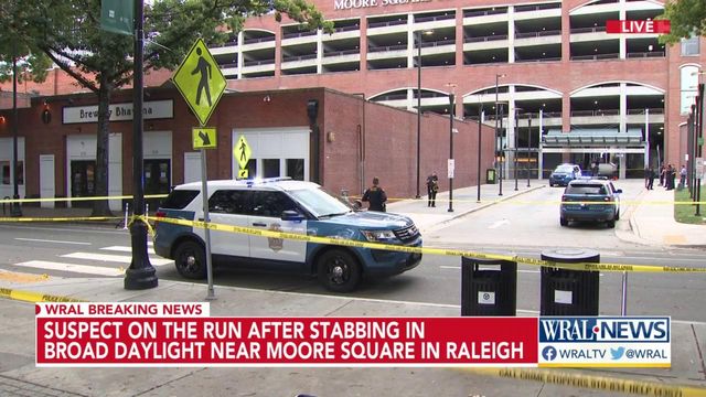 Suspect on the run after stabbing in broad daylight Sunday near Moore Square in Raleigh